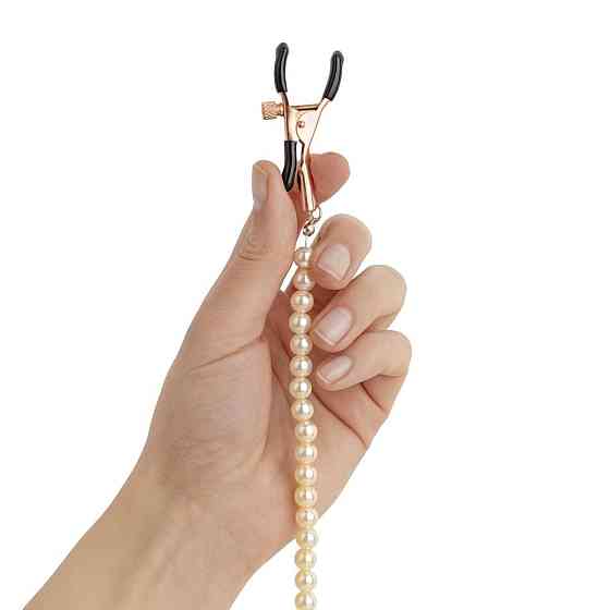 Затискачі для сосків з перлинним ланцюжком Rosy Gold - Nipple Clamps Pearls Sex Aura Київ