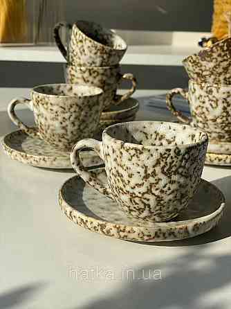 Набір кавовий 6 чашок/6 стравець Olens "Нормандія" 100 мл кераміка 102-0391 для дому та ресторану Київ