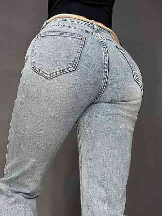 Джинсы женские Dicesil 9157 Mom jeans comfort высокая талия стрейчевые ремень веревка светло голубые Одесса