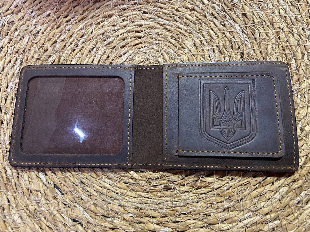 Універсальна обкладинка "Посвяченя Україна" з кишенею з натуральної шкіри Crazy Horse Коричневий Київ - фото 3