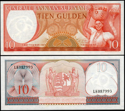 Суринам/Suriname 10 Gulden 1963 Pick 121 UNC Полтава - изображение 1