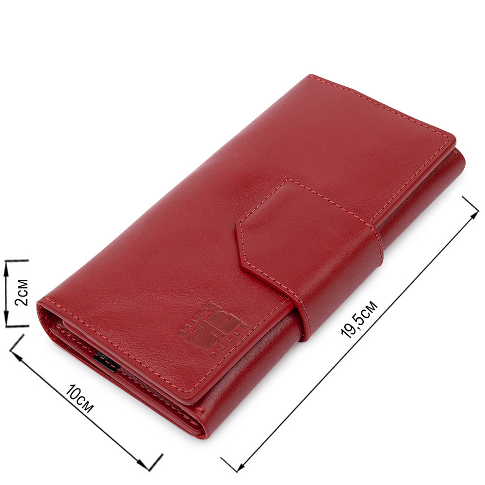 Шикарний жіночий гаманець в три складання GRANDE PELLE 11564 Червоний Київ - фото 3