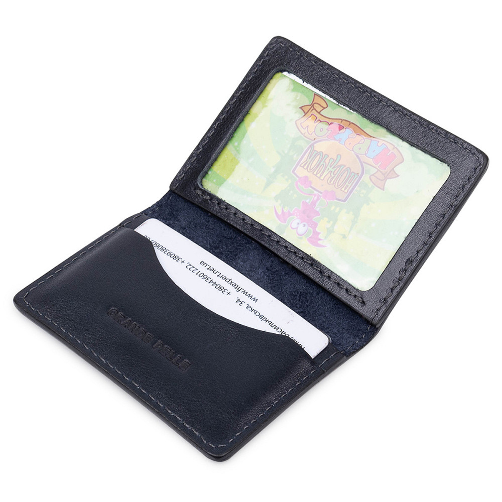 Кожаная обложка для прав GRANDE PELLE 11536 Синий Киев - изображение 3