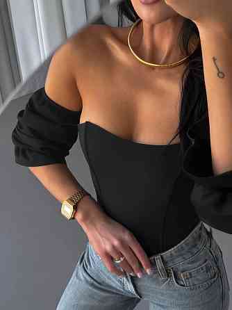 Женский стильный базовый корсет костюм Lux,регилин Черный, 48 Одесса