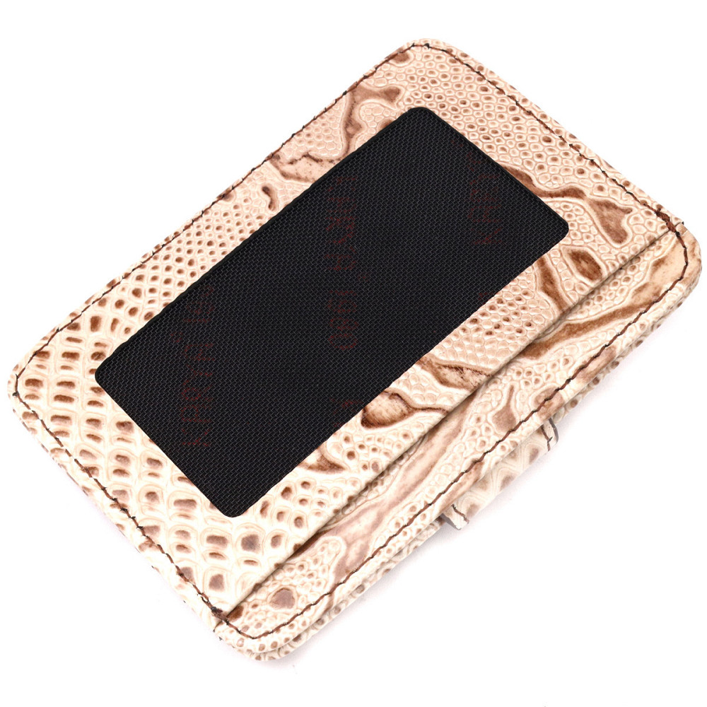 Візитниця із натуральної фактурної шкіри під змію KARYA 20962 Бежевий Київ - фото 2