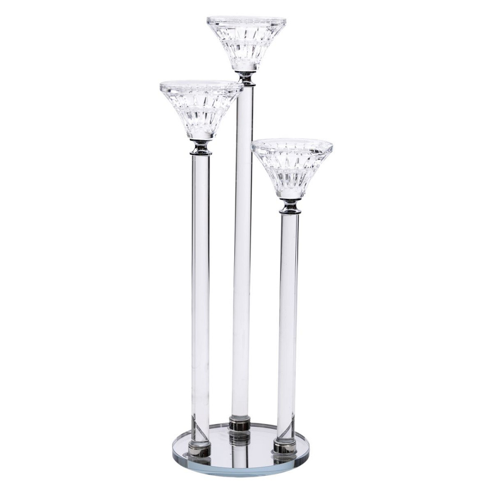 Yiwu Підсвічник скляний на 3 свічки 12×37 см підсвічник декоративний прозорий на ніжці HP-4-17 Коломия - фото 3