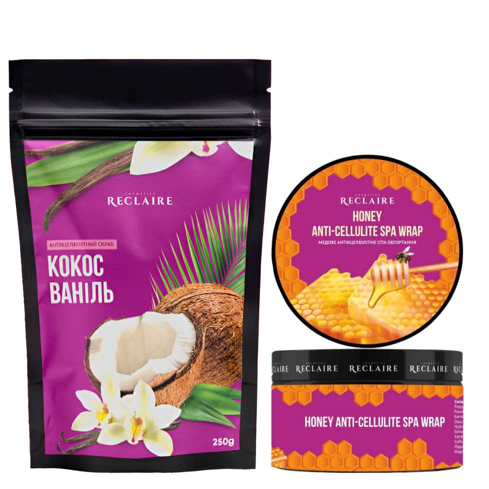 Двойной медовый антицеллюлитный набор для тела: Скраб+обертывание Reclaire cosmetics Киев - изображение 6