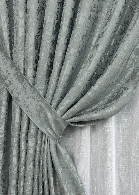 Комплект готових штор VR-Textil Льон мармур Pavliani ХО № 1264ш Сірий 100х280 см 2 шт (31-162) Київ - фото 13