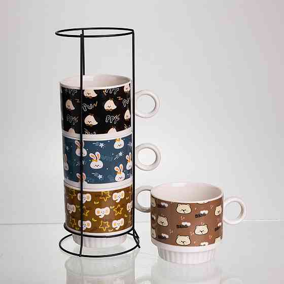 Набор фарфоровых чашек для детей на металлической подставке Toys 4 (шт) по 300 (мл) подарочный набор чашек FM-15 SBR Киев