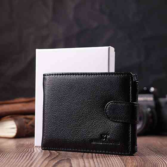 Интересный бумажник с блоком под документы из натуральной кожи Черный (ST Leather) Киев
