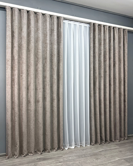 Комплект готових штор VR-Textil Шеніл преміум VELMIRA Rich № 1929ш Тауп 200х290 см 2 шт (32-351) Київ - фото 4