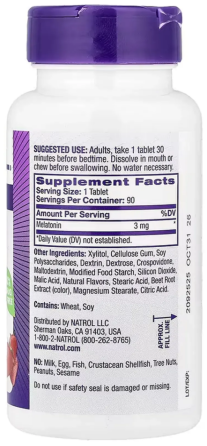 Мелатонін для сну 3 мг Natrol Melatonin 90 таб зі смаком полуниці Київ