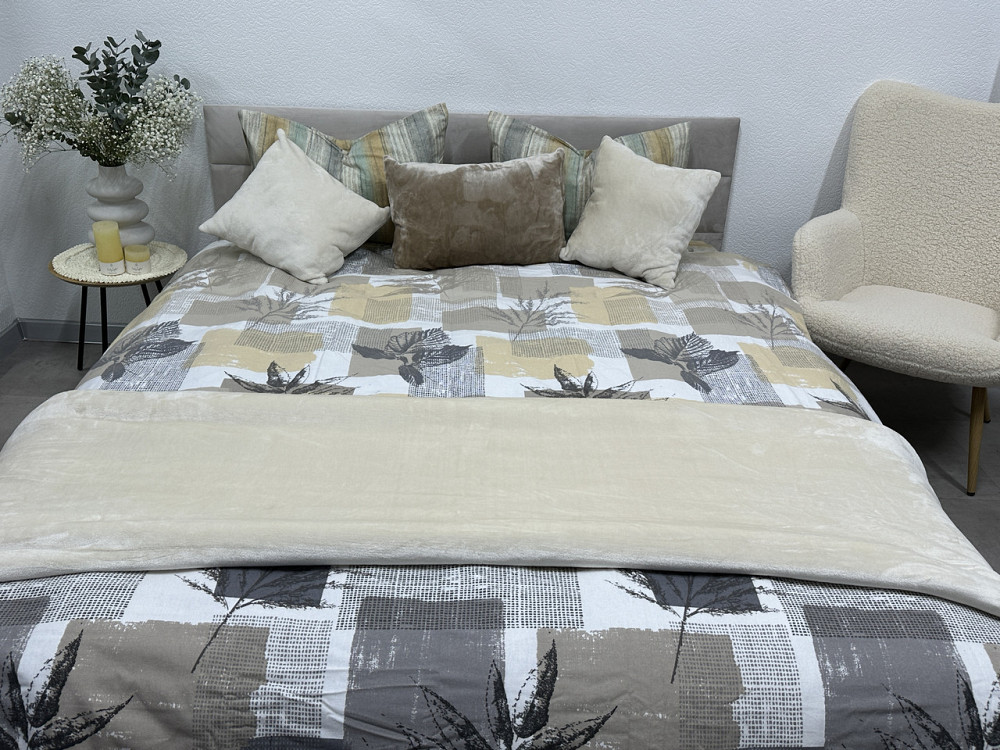 Ecotton Комплект постільної білизни Ecotton Євро 210х215 см бежевий Листя Коломыя - изображение 6