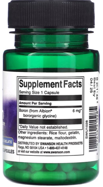 Бор гліцинат Swanson Boron Boroganic Glycine 6mg 60 капс Київ - фото 3