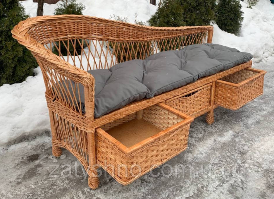 Диван плетеный с шухлядами и подушкой Киев - изображение 9