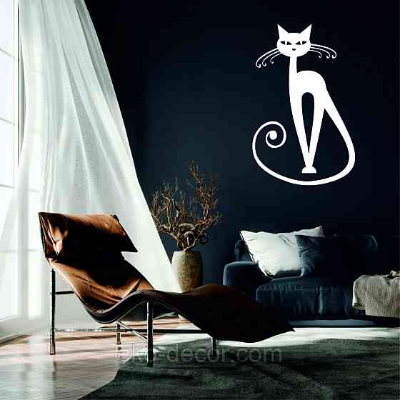 Декоративное настенное Панно «Кот» Декор на стену 70*44 см, Белый Киев
