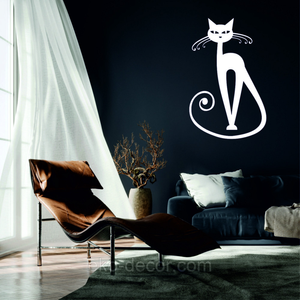 Декоративное настенное Панно «Кот» Декор на стену 70*44 см, Белый Киев - изображение 1