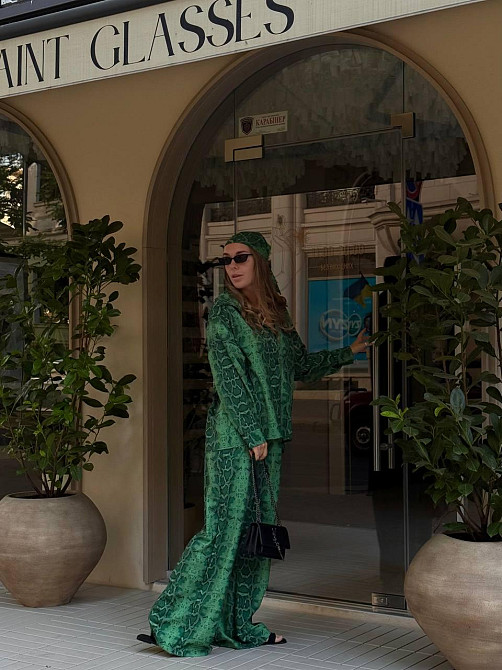 Жіночий стильний літній костюм двійка  софт принт Одеса - фото 3