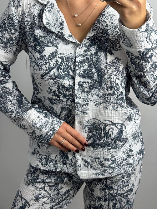 Женский комплект из натуральной ткани Диор черный, Молочный, M-L Харьков - изображение 5