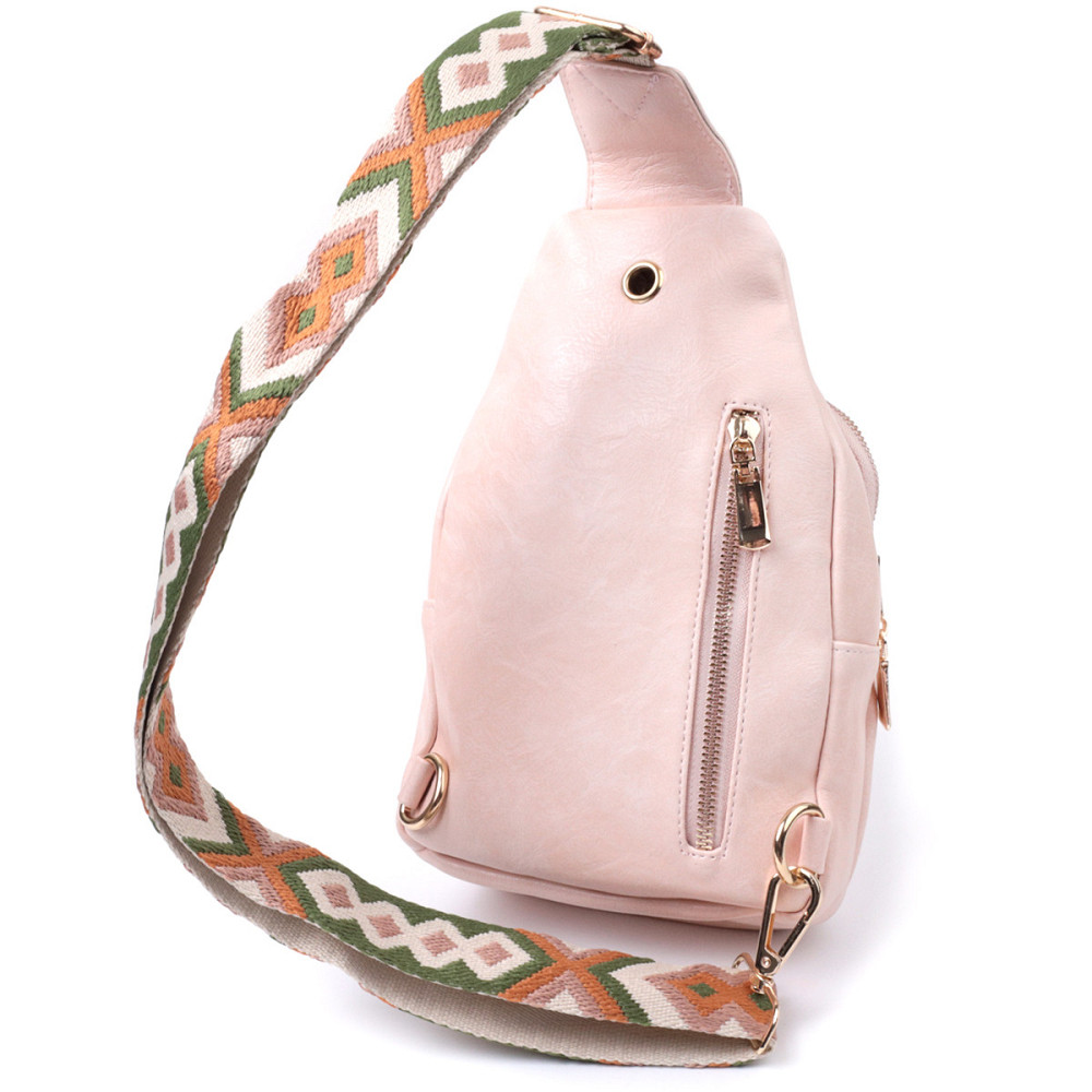 Компактна жіноча сумка з однією лямкою через плече з гладкої екошкіри Vintage 22766 Рожевий Київ - фото 2