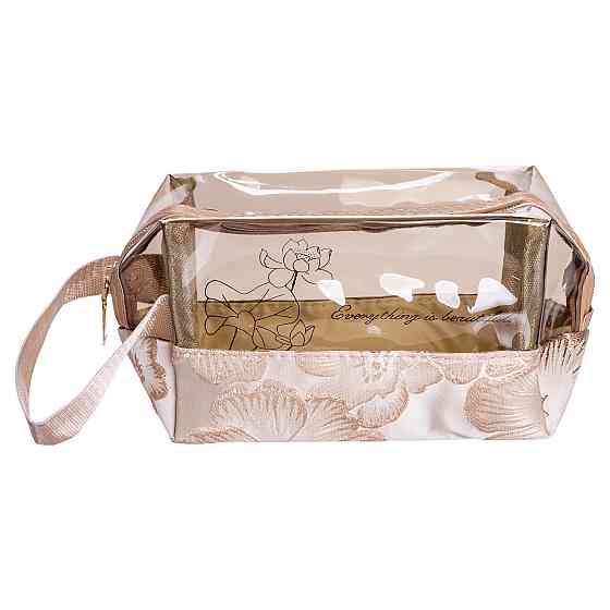 Набір прозорих жіночих косметичок для дому 2 (шт) дорожня косметичка в сумку для косметики, макіяжу, ліків, пензлів Бежевий Київ