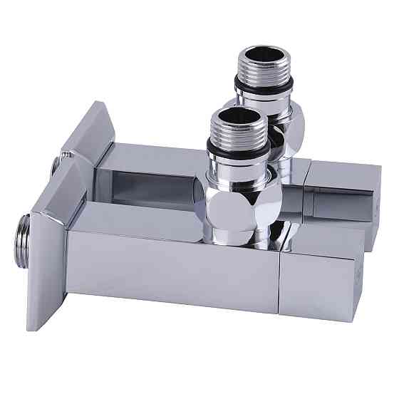 Набір Кран напівоборотний кутовий з американкою SOLOMON LUX 1/2″ CUBE CHROM 8888 (1уп.) (000021913) Київ