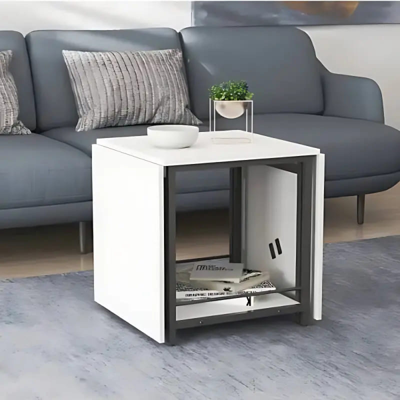 Стол журнальный трансформер Куб Комбо Ferrum-decor 540x532x500 Черный металл ДСП Белое 16 мм (FRD-105150) Днепр - изображение 1