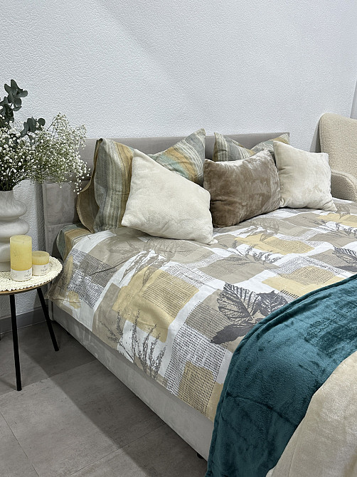 Ecotton Комплект постільної білизни Ecotton двоспальний 180х215 см бежевий Листя Коломия - фото 1