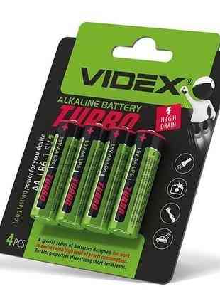 Батарейка AA LR6 Videx Turbo Alkaline лужна 1.5В, надійне джерело живлення для техніки та іграшок Київ