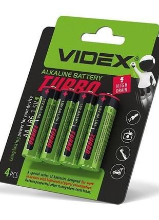Батарейка AA LR6 Videx Turbo Alkaline лужна 1.5В, надійне джерело живлення для техніки та іграшок Київ - фото 3
