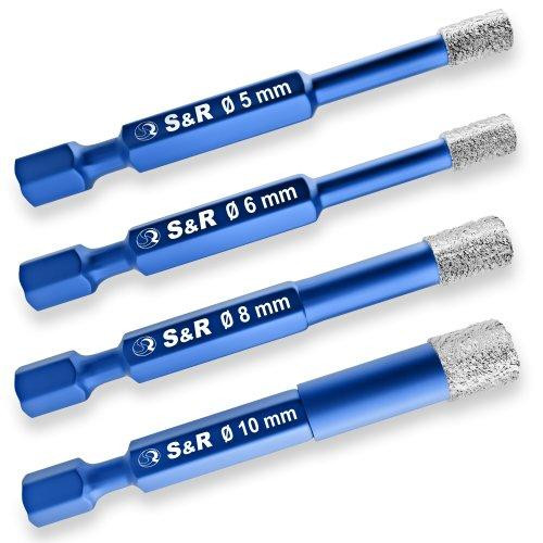 Набір алмазних свердл по склу і кераміці S&R Hex 1/4" 4 шт Одеса - фото 4