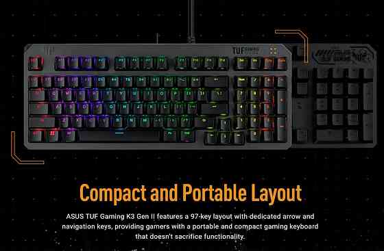 Клавіатура Asus TUF Gaming K3 Gen II Opti-Mech RGB 97key Switches ABS Black (90MP0390-BKMA00)_promo ( 25320 ) Харків