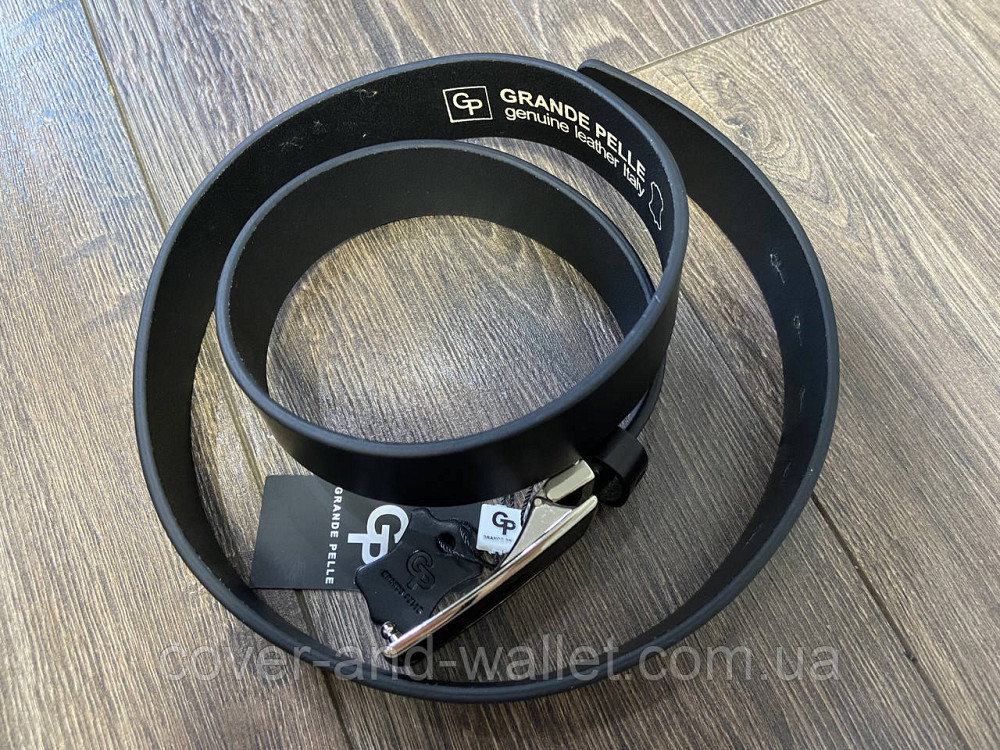 Стильный мужской кожаный ремень черного цвета под брюки 35мм Grande Pelle Киев - изображение 7