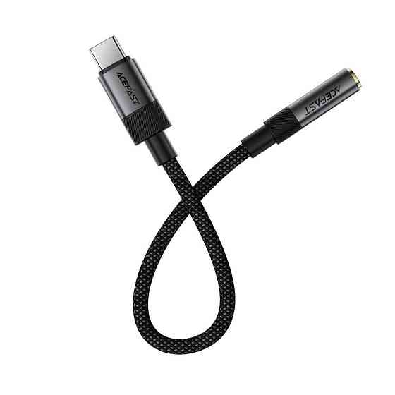 Аудио кабель ACEFAST J12 Type-C to 3.5mm female, nylon braid, 0,15m, Black Одесса
