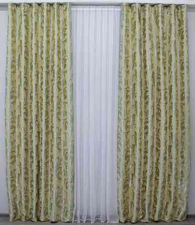 Комплект готових штор VR-Textil Блекаут № 1071ш Жовтий з сірим 150х270 см 2шт (30-887) Київ