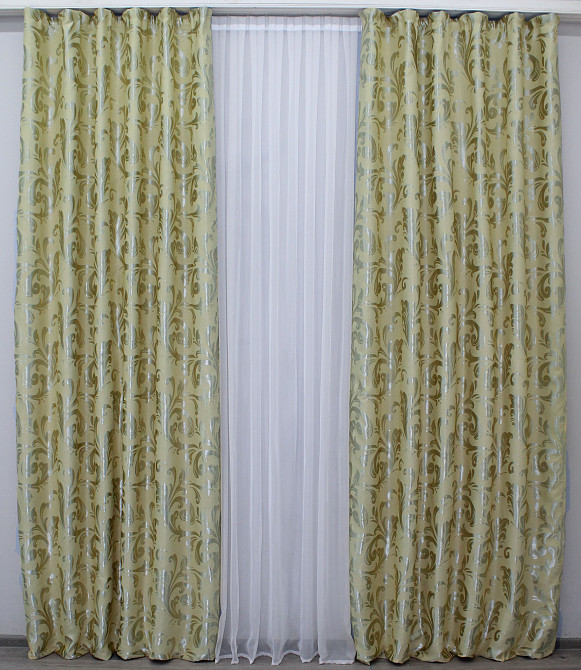 Комплект готових штор VR-Textil Блекаут № 1071ш Жовтий з сірим 150х270 см 2шт (30-887) Київ - фото 5