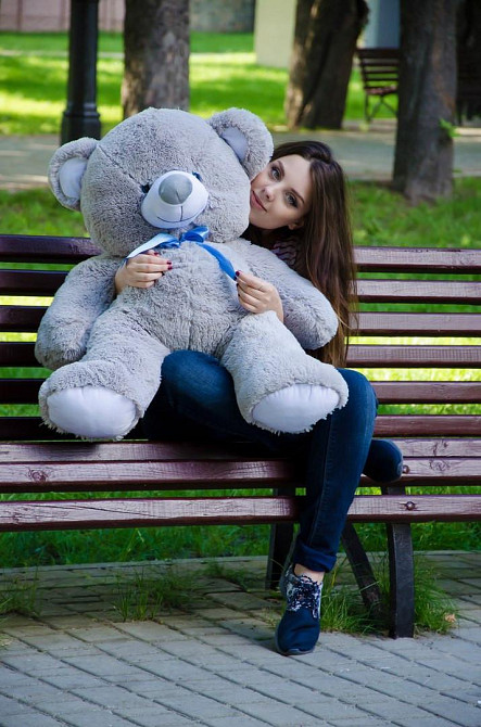 Плюшевий ведмедик М'яка іграшка Томии 100 см Сірий Тернопіль - фото 3