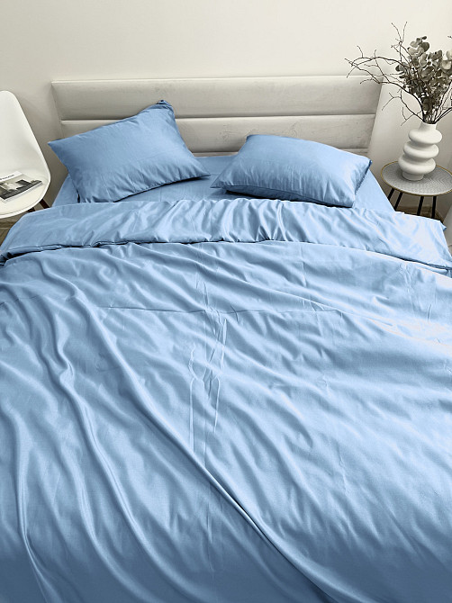 Ecotton Комплект постільної білизни Ecotton двоспальний 180х215 см однотонний блакитний Blue Коломия - фото 2