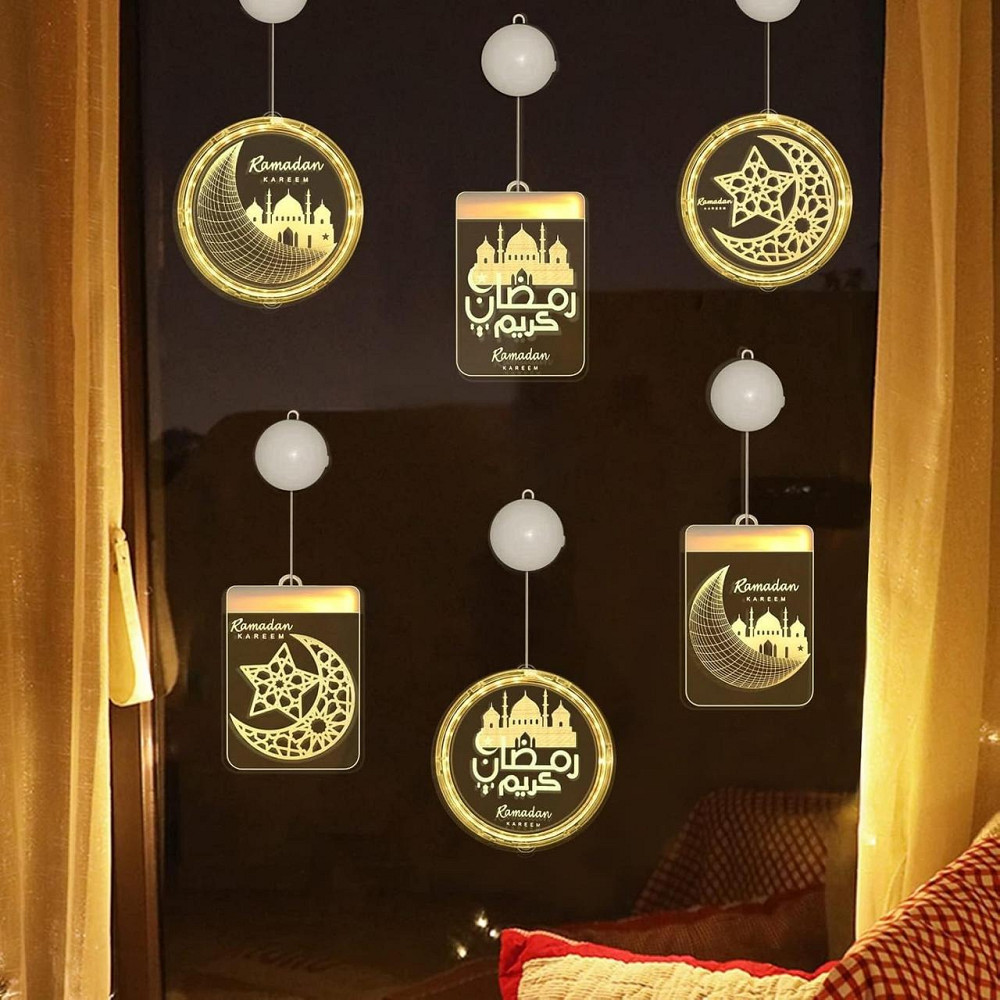 Декоративний LED світильник Ramadan, підвісна лампа Рамадан з батарейним живленням 2 шт, прикраса на вікно Київ - фото 7