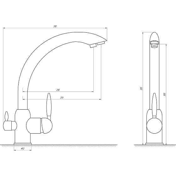 Смеситель для кухни под осмос Globus Lux LAZER GLLR-0777-8-STSTEEL Киев