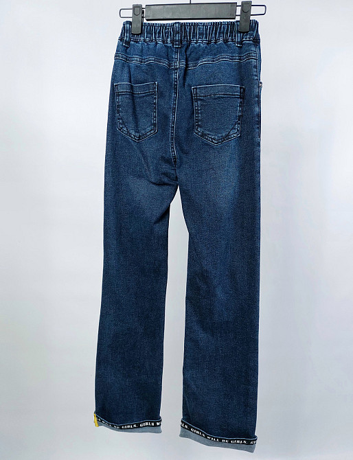 Детские джинсы трубы для девочек на резинке в синем цвете на 6,12,14 лет. Николаев - изображение 4
