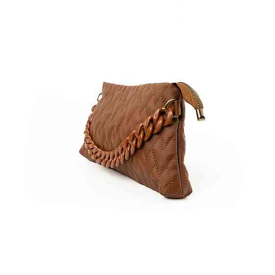 Сумка женская стильная, качественная красивая стеганая сумочка с ручкой-цепочкой, женский клатч, Коричневый Каменец-Подольский