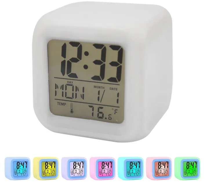 Годинник кубик хамелеон, що світиться, з температурою датою і будильником CX 508  8x8x8см Одеса - фото 5