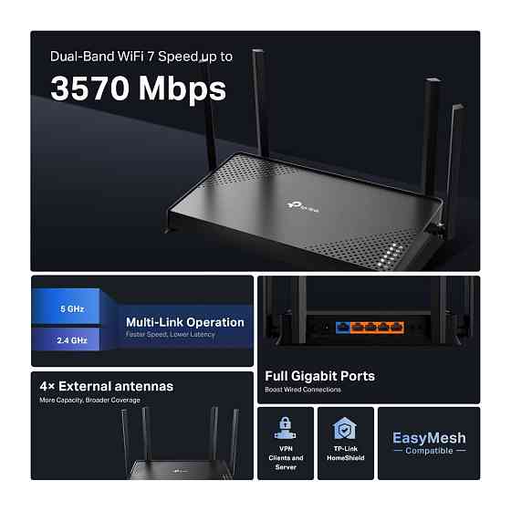 Бездротовий маршрутизатор TP-Link Archer BE220 ( 13225 ) Харків