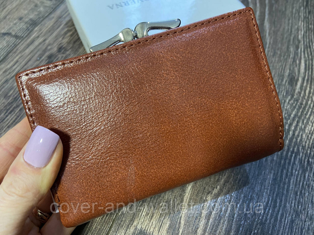 Компактний жіночий шкіряний гаманець з монетницею світло-коричневий Marco Coverna Київ - фото 8