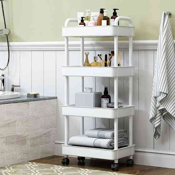 Стелаж на колесах 4 яруси, GT-248 / Пересувний стелаж для ванної / Етажерка для кухні / Полиця на колесах Київ