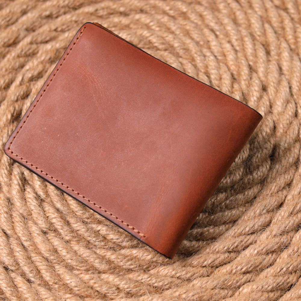 Мужской кожаный кошелек в два сложения Сердце Светло-коричневый (GRANDE PELLE) Киев - изображение 3