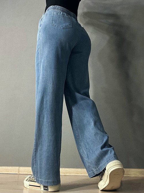 Джинси жіночі Ластівка 4080 палаццо тонкі тенсель талія на резинці блакитні, блакитний, XL/2XL, 30,  Одеса - фото 5