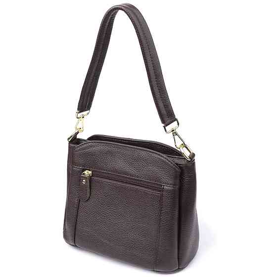 Женская сумка из натуральной кожи с удобной внутренней организацией Vintage 22979 Коричневый Киев