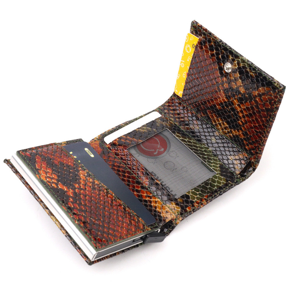 Лакована візитниця з натуральної фактурної шкіри під змію KARYA 20988 Різнокольоровий Київ - фото 6